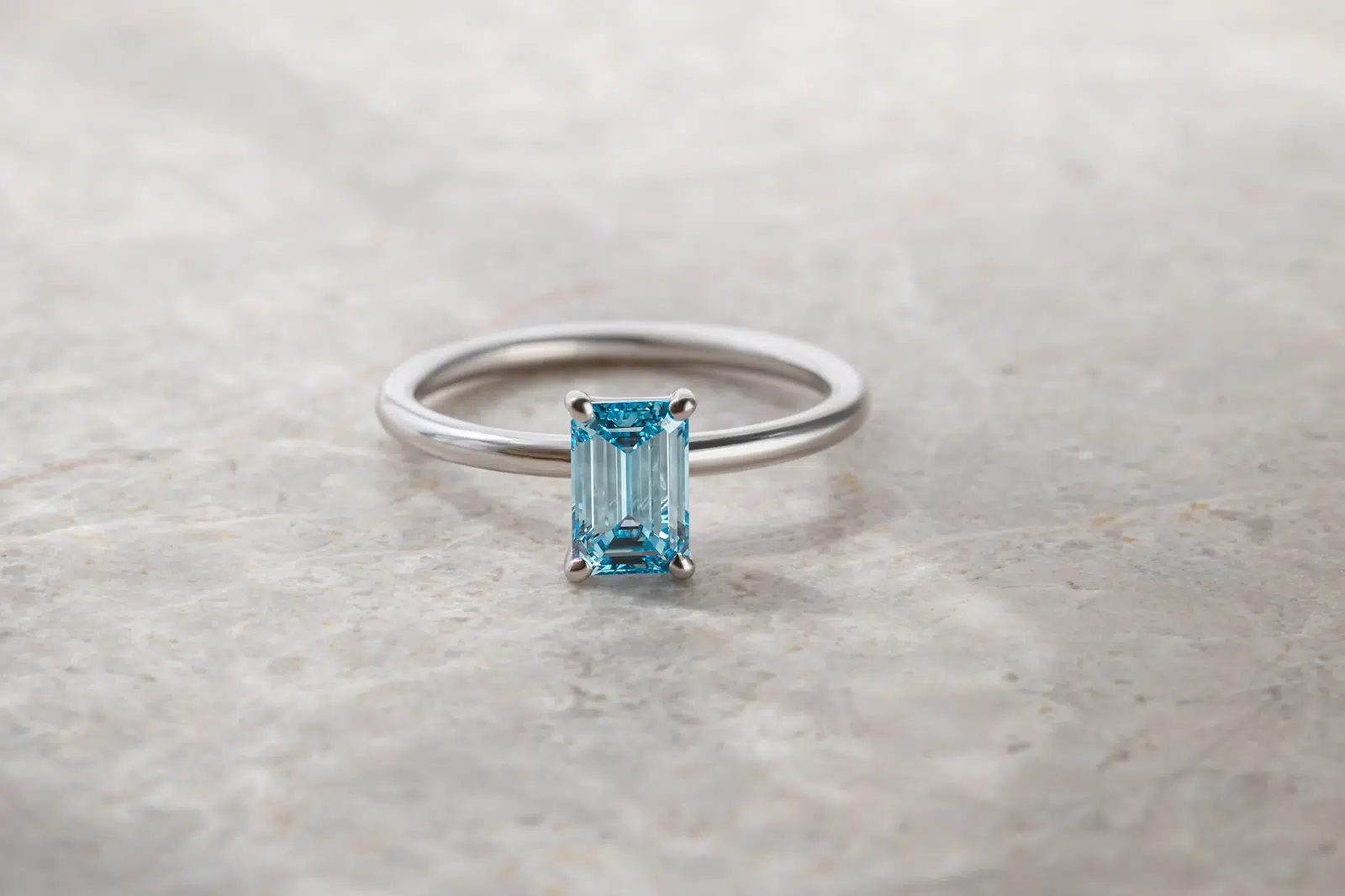Increasingly popular blue colored diamond ring for engagement 