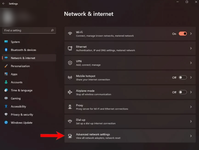 Change the network of windows 11