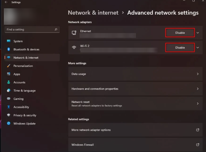 Change the network of windows 11