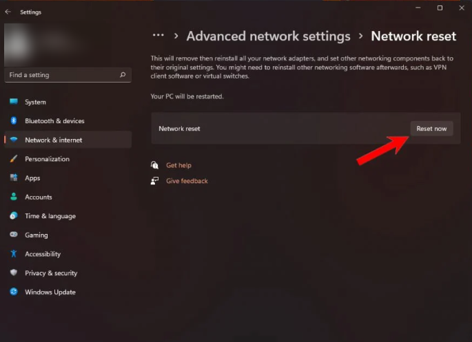 Change the network of windows 11