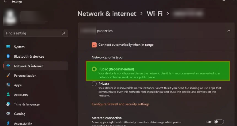 Change the network of windows 11