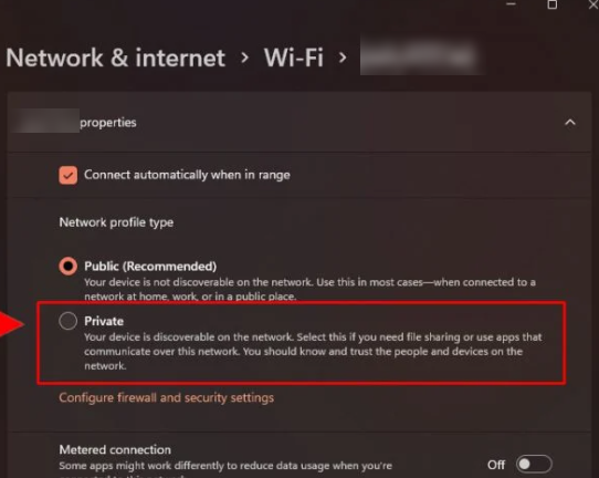 Change the network of windows 11