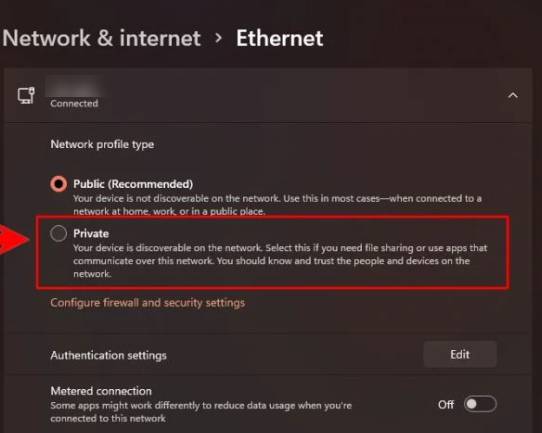Change the network of windows 11