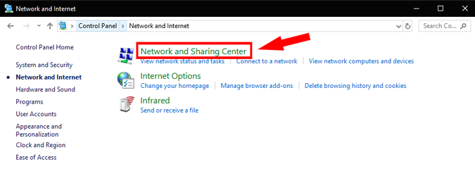 Network Sharing Center Second